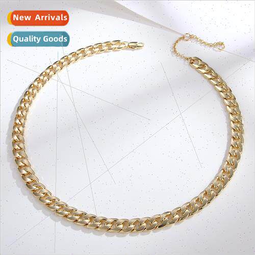 Metal electroplated gold silver two-tone flat necklace适用me