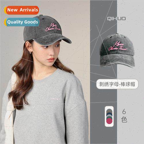 Letter embroidery baseball cap female washed old soft top ca