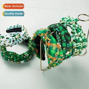 diamonds hair bands printed vintage fabric 适用women plaid