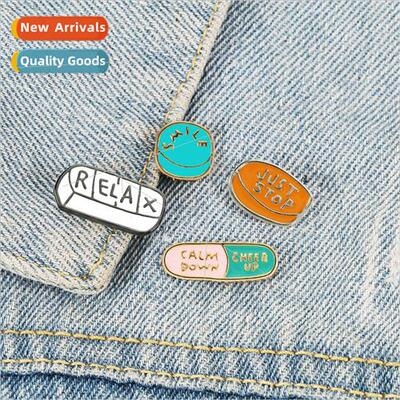fun creative letters pin UP capsule pills calm down cartoon