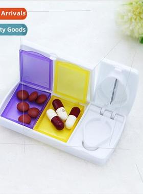 Portable Square Dual Compartment Pill Box wh Slicing Functio