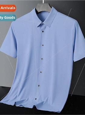 Men casual business short-sleeved shirt summer new ice silk