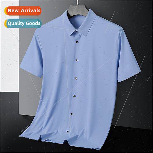 Men casual business short-sleeved shirt summer new ice silk