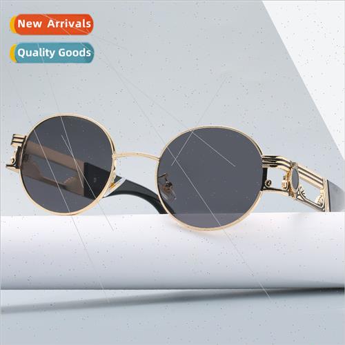 New round face metal lion king decorative fashion sunglasses