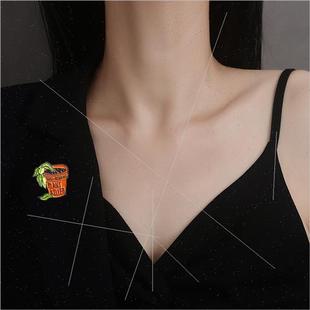 green potted brooch simple niche drop versatile oil plant