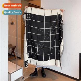 square scarf shawl Versatile warm plaid Korean skin fashion