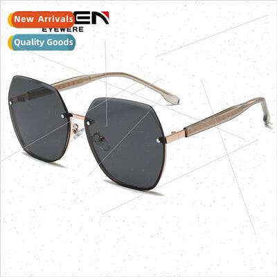 new nd fashion ladies sunglasses rimless cut edge large fram