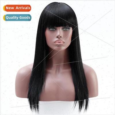 Chemical Fiber Wig Europe Wigs Women Long Black High Tempera