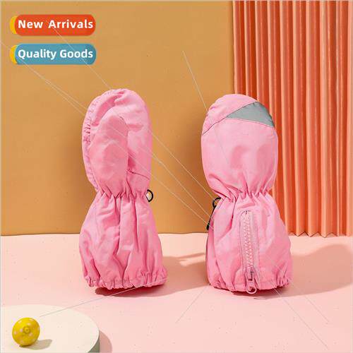Children ski gloves padded thickened warm men girls outdoor