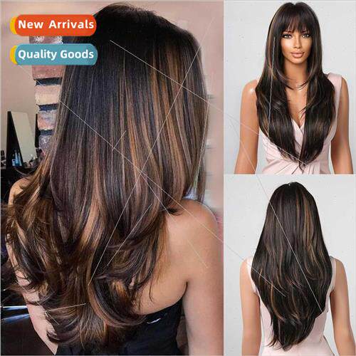 Wig Europe Women Fashion Chemical Fiber Head Covers Black Br