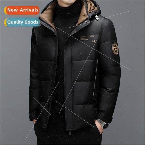 Big br2023 middle-aged men whe duck down hooded removable do