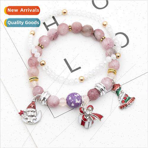 2021 Christmas  Bells Snowman Double Layer Elastic Bracelet