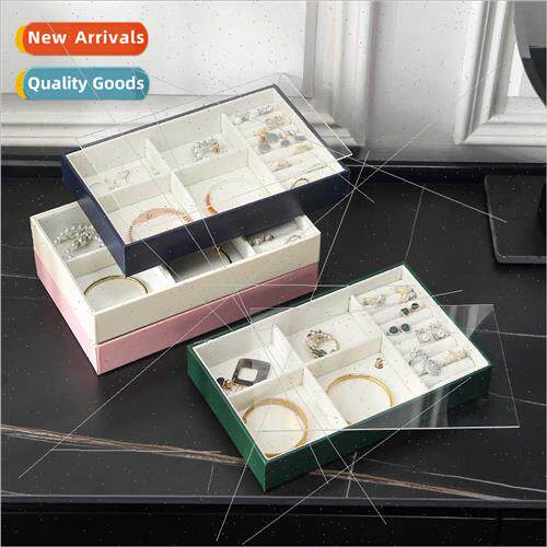 ins jewelry box lid large capacy transparent earrings ring n