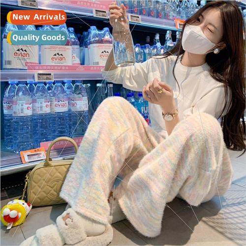 Y+C&COCO Mink Rainbow Warmer Warmer Pants Padded Wide Leg Pa