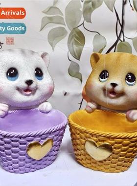 Cat ornament put key organizer animal entryway coffee table