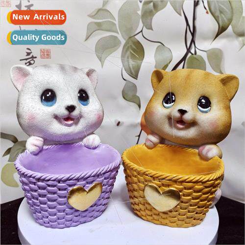 Cat ornament put key organizer animal entryway coffee table