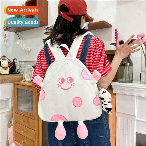 New cute cheese canvas shoulder bag female cartoon campus ba