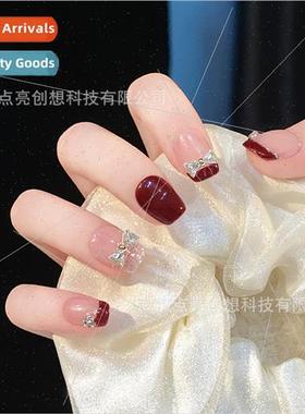 Wear Nail Bordeaux Red~French Red Butterfly Nail Appear Whe