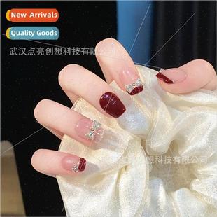 Red Bordeaux French Butterfly Whe Wear Appear Nail