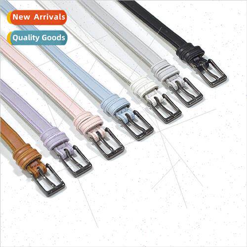 Korean ladies casual imation leather pin buckle thin belt de