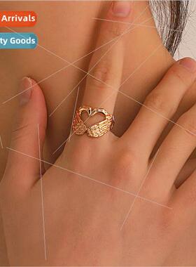 terary Vintage Friendly Handshake Ring Hip Hop Valentine Day