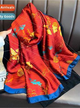 2023 new silk scarf female Korean  simulation silk air condi