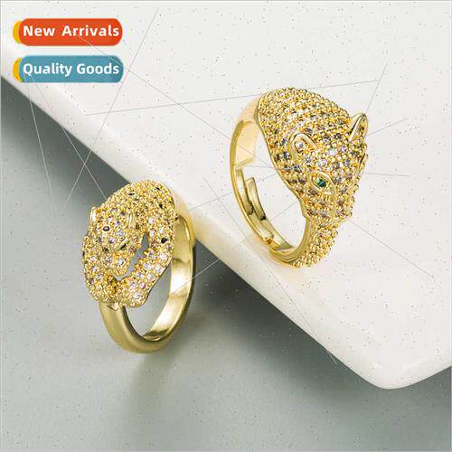 Europe fashion leopard copper gold-plated zirconia open ring