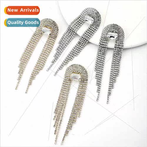 Europe new earrings super flash claw chain alloy inlaid diam