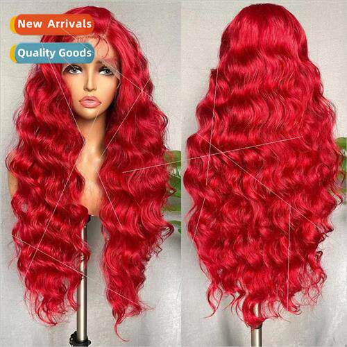 Europe Front Lace Wigs Women Red Long Curly Hair Big Wave Fl