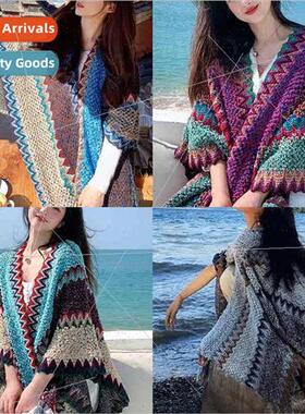 Famous wind travel shawl female knted retro outwear scarf ca