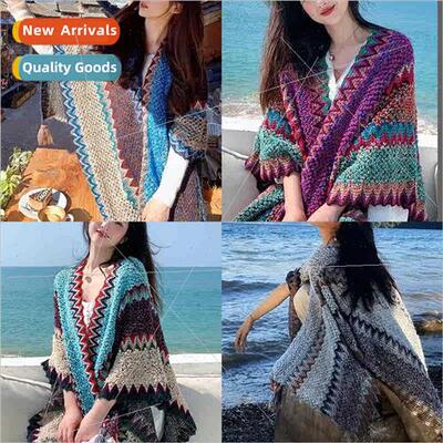 Famous wind travel shawl female knted retro outwear scarf ca