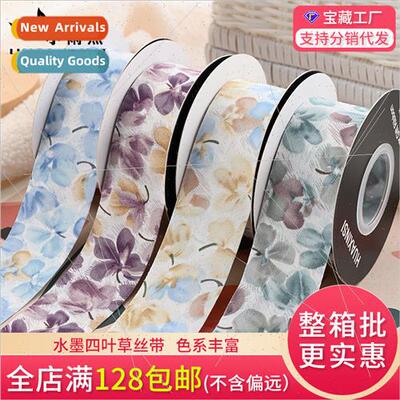 Ribbon  Ins Wind Ink Printing 4cm Ribbon Bow  Flower Packing