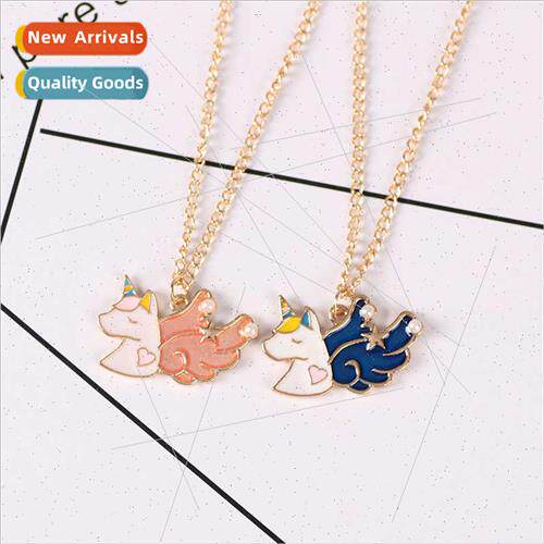 Unicorn wings necklace girlfriends collarbone chain Korean f