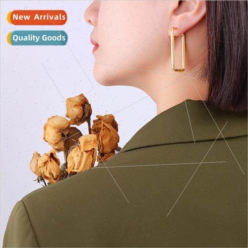 mple plain circle niche fashion earrings tanium steel gold-p