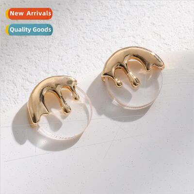 quid metal resin earrings female Europe irregular fusion roc