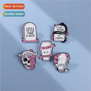 metal baking paint New skull series badge tombston Halloween