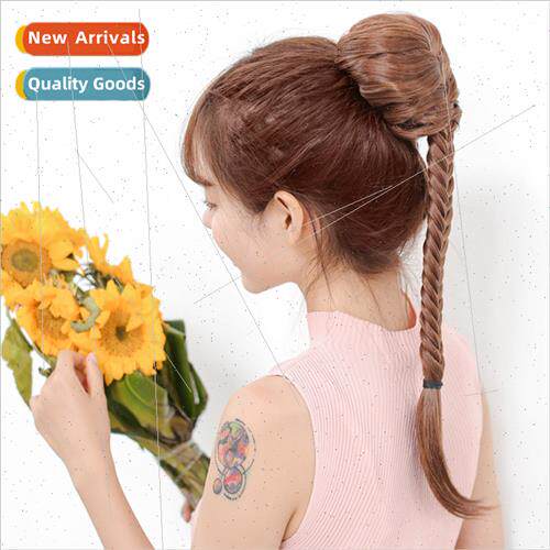 Wig female ponytail realistic pull rope  tiger mouth clip fi
