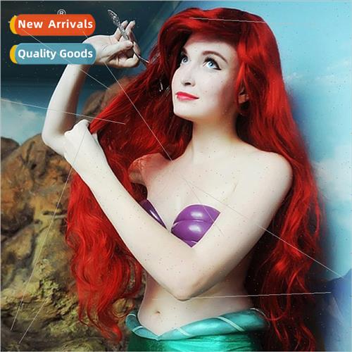 Wig ttle Mermaid Princess Ariel red long curly wig anime cos