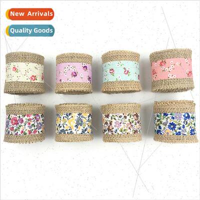 6cm wide floral burlap tape 2m per roll burlap handmade DIY