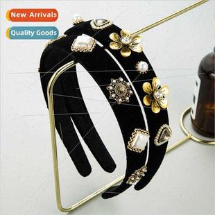 simple baroque alloy Hair pearl retro flowers headband bands