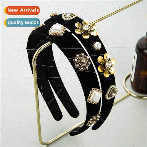 Hair bands retro simple baroque alloy flowers pearl headband
