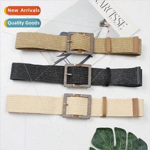 female wax buckle Fan elasti square belt braided terary rope