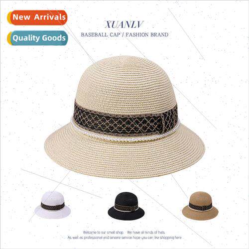 Beaded chain webbing summer sun shading straw hat female rou