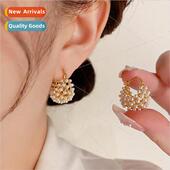 half circle niche feel sweet hollow earrings Premium pearl