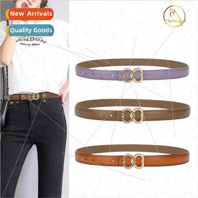 new alloy heart-shaped eight buckle cowhide leather belt wom