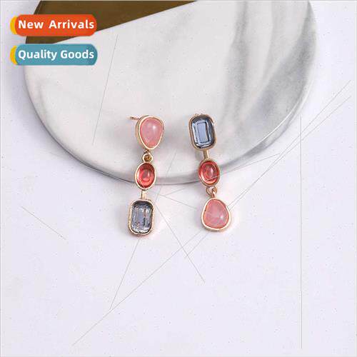 earrings French retro drilling resin earrings irregular geom