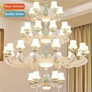 jade large chandelier duplex villa crystal project sta hotel