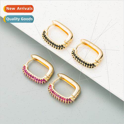 ins rainbow Europe female earrings geometric copper plated 1