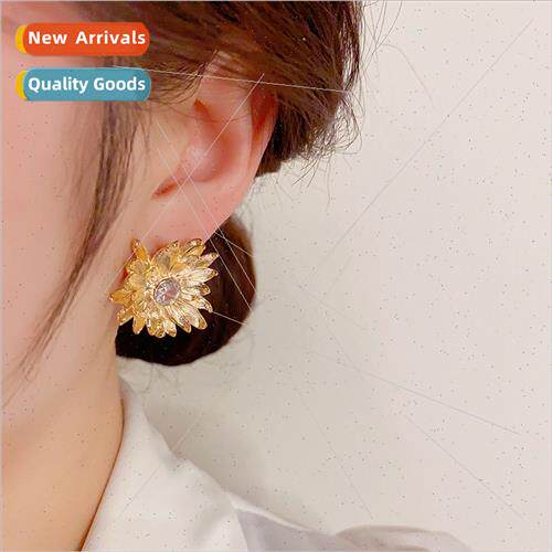 s925 silver pin metal flower earrings female 2023 new nd ear