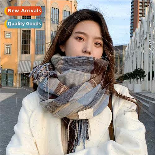 2023 scarf female winter Korean  hundred wh plaid thickened